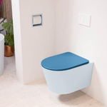 Mondiaz LAVIE hangtoilet – spoelrandloos – 36 x 53 cm – met softclose zitting – Clay (lichtblauw/grijs), zitting Jeans (blauw) SW1208633