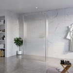 Fortifura Galeria Douche à l'italienne - 110x200cm - verre clair nervuré - anticalcaire - verre de sécurité 8mm - 2 parois latérales 30cm - avec bras muraux et profilés d'angle - Inox brossé SW976673