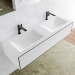 Mondiaz Lagom Meuble avec 2 tiroir 130x30x45cm vasque double Cloud 2 trous de robinet Solid Surface Urban SW409238