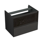 Forzalaqua Reno 2.0 meuble sous-lavabo 80x51x60cm avec 2 tiroirs sans poignées à fermeture douce Chêne massif Black oiled SW492425
