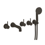 Crosswater MPRO INDUSTRIAL robinet de baignoire encastré 5 trous avec ensemble de douchette et 3 robinets d'arrêt noir mat SW487384