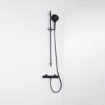 FortiFura Calvi Ensemble de douche barre curseur avec douchette ronde, flexible en métal et robinet de douche Noir mat SW811951