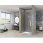 Van Rijn Products ST08 Porte pivotante niche - 90x200cm - verre clair - épaisseur 8mm - 2 parties - profil mural - barre de stabilisation - Laiton SW956358