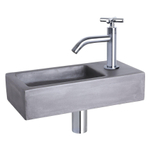 Differnz Hura kit lave-mains - 38x18x9cm - Rectangulaire - 1 trou de robinet - Robinet courbé chromé - poignée croix - Béton Gris SW285484