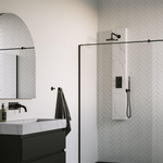BRAUER Black Edition Panneau de douche thermostatique - 2 fonctions - calacatta gold - SET 01 - pomme de douche 20cm - bras mural courbé - douchette barre - coude de raccordement mural - flexible de douche - noir mat SW925412