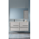Saniclass Prime Essential Meuble de salle de bain - 120x55x46cm - 2 vasques ovales blanc - 2 trous de robinet - 4 tiroirs - miroir rectangulaire - mat greige (gris) SW925139
