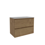 Saniclass Holz Pure Ensemble meuble de salle de bains - 80x45x60cm - 2 tiroirs - 1 lavabo - 1 trou de robinet - trop-plein - Chêne naturel SW1441875