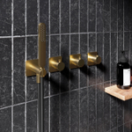 Hotbath Gal Afbouwdeel - voor Inbouw bad/douche thermostaat - 2 stopkranen - zonder uitloop - PVD - geborsteld messing (goud) SW656154
