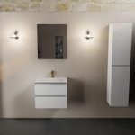 Mondiaz AIVY Ensemble de meuble - 60x45x50cm - 1 trou de robinet - 1 vasque Talc Solid surface - Centre - 2 tiroirs - sans miroir - MDF Talc SW892406