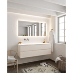 Mondiaz VICA ensemble de meuble de salle de bain - 150cm - meuble sous-vasque lin - 2 tiroirs - lavabo lune gauche - sans trou de robinet - miroir LED - version XL 60cm haut SW1098286