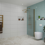 Fortifura Galeria inloopdouche - 60x200cm - ribbelglas - wandarm - PVD - geborsteld koper SW877067