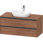 Duravit Ketho.2 Wastafelonderbouwkast - inclusief consoleplaat - met 2 laden - 120x55x56.8cm - met handgrepen antraciet - noten mat SW773077