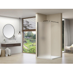 Van Rijn Products ST01 Vaste wand - 118x200cm - gesatineerd glas - dikte 8mm - muurprofiel - stabilisatiestang - zwart SW956315