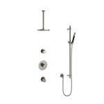 Hotbath Cobber Ensemble de douche de tête encastré IBS20 - bras de plafond 30 cm - douche de tête ronde 20 cm - douchette à main en barre - barre de douche - nickel brossé SW440431