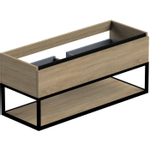 Thebalux onderkast type1 120cm 1x lade greeploos 1x alu greeplijst mat zwart met frame mat zwart en 1x inleg  1x uitsparing tbv wastafel Cube Quadro en Soft incl witte sifonset SW720216