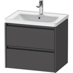 Duravit Ketho.2 Wastafelonderbouwkast - met 2 laden - 63.4x45.5x54.9cm - met grepen antraciet - grafiet mat SW771913