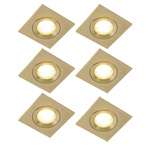 QAZQA Xena inbouwspot - set van 6 - 8x8cm - IP44 - vierkant - goud SW1209725