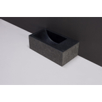 Forzalaqua Venetia Xs Lavabo wc 29x16x10cm rectangulaire sans trous pour robinetterie droite basalte flammé anthracite SW30373