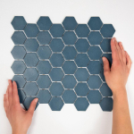 The Mosaic Factory Valencia mozaïektegel - 27.6x32.9cm - wand en vloertegel - Zeshoek/Hexagon - Gerecycled glas Blue Mat SW374597