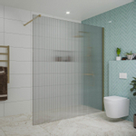 Fortifura Galeria inloopdouche - 180x200cm - ribbelglas - wandarm - PVD - geborsteld messing (goud) SW877051