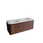 Saniclass Terra Badkamermeubelset - 120cm - 2 lades - afgeronde hoeken - 2 wastafels - 2 kraangaten - kastanje (walnoot) SW1441222