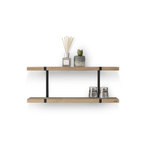 Looox Shelf Wood wandplank duo 80x28x15cm met zwart mat ophanging eiken old grey / zwart mat SW227677