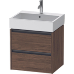 Duravit Ketho.2 Wastafelonderbouwkast - met 2 laden - 58.4x46x54.9cm - met grepen antraciet - donker noten mat SW772743