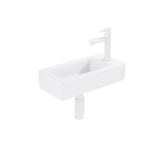 QeramiQ Fuente Ensemble lave-mains - 37.5x18.5x9cm - céramique - trou de robinet à droite - robinet de lave-mains blanc mat - bonde - siphon abaissé - Blanc mat SW1419200
