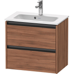 Duravit Ketho.2 Wastafelonderbouwkast - met 2 laden - 61x39x54.9cm - met grepen antraciet - noten mat SW772418
