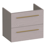 BRAUER Trust meuble de salle de bains sous‑lavabo peu profond 60 sans poignées rapportées 2 tiroirs à fermeture en douceur et 1 découpe pour siphon - Timber Greige SW1204088