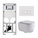 QeramiQ Dely Swirl Toiletset - 36.3x51.7cm - Geberit UP320 inbouwreservoir - met Burda frame - slimzitting - glans witte bedieningsplaat - rechthoekige knoppen - mat wit SW1126124