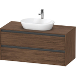 Duravit ketho 2 meuble sous lavabo avec plaque console avec 2 tiroirs 120x55x56.8cm avec poignées anthracite noyer foncé mate SW772224