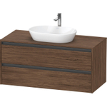 Duravit Ketho.2 Wastafelonderbouwkast - inclusief consoleplaat - met 2 laden - 120x55x56.8cm - met handgrepen antraciet - donker noten mat SW772224