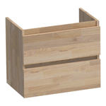 BRAUER Joy Meuble sous-lavabo peu profond - 60x39x50cm - 2 tiroirs softclose - sans poignée - 1 découpe pour siphon - chêne massif - chêne abouté gris SW393134