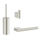 Crosswater MPRO toiletset - toiletborstelhouder - handdoekhaak - wcrolhouder - geborsteld RVS SW975315