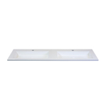 HR Badmeubelen Thin lavabo en pierre de synthèse 140,5x2x45,5cm double blanc brillant 2 trous de robinet SW235799