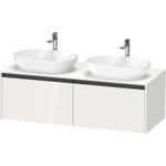 Duravit ketho 2 meuble sous lavabo avec plaque console et 2 tiroirs pour double lavabo 140x55x45.9cm avec poignées anthracite blanc brillant SW772330