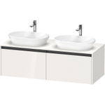 Duravit Ketho.2 Wastafelonderbouwkast - inclusief consoleplaat - met 2 laden - voor dubbele waskommen - 140x55x45.9cm - met handgrepen antraciet - hoogglans wit SW772330