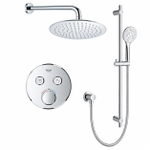 Grohe - Adema Rise regendoucheset – Ø20 cm hoofddouche – 20 cm gebogen wandarm – ronde handdouche – 2 functies – chroom SW811913