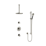Hotbath Cobber IBS20 Ensemble de douche de tête encastré - bras de plafond 30 cm - douche de tête ronde 30 cm - douchette 3 jets - barre de douche - nickel brossé SW440662