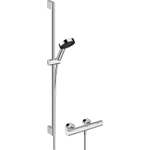 Hansgrohe Pulsify select s Glijstangset - ecosmart - handdouche - thermostatische kraan - 90cm - glijstang - glijstuk - doucheslang - hoogglans chroom SW1186267