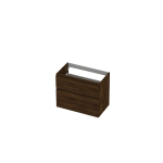 Ink meuble 2 tiroirs sans poignée décor bois avec cadre tournant bois un symétrique 80x65x45cm chêne cuivré SW693189