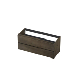 INK Fineer Wastafelonderkast - 120x45x52cm - 2 lades - greeploos - houten keerlijst - MDF Fineer Charcoal SW493850