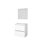 Basic-Line Ultimate 39 ensemble de meubles de salle de bain 60x39cm sans poignée 2 tiroirs lavabo acrylique 0 trous de robinetterie miroir éclairage mdf laqué blanc glacier SW639090