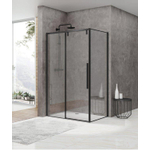 Van Rijn Products ST06 Softclose schuifdeur - 178.5x200cm - helder glas - dikte 8mm - tbv hoekcabine - incl. greep - zwart SW492816