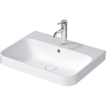 Duravit happyd 2 plus lavabo à poser avec trou pour robinet et trop-plein 60x46cm avec robinet poussoir en céramique m. wg blanc SW358152