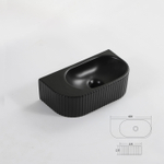 QeramiQ Blend Lave-Mains - 40x22x12 cm - Strié - demi-lune - sans trou de robinet - Céramique - Noir mat SW1210756