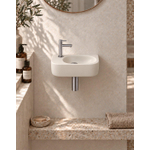QeramiQ Fuente pack lave-mains – demi-rond – 40 x 21,5 x 12 cm – céramique beige – perçage à gauche – robinet gunmetal SW1232831