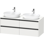 Duravit ketho meuble sous 2 lavabos avec plaque console et 4 tiroirs pour double lavabo 140x55x56.8cm avec poignées blanc anthracite mat SW772887