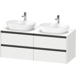 Duravit Ketho.2 Wastafelonderbouwkast - inclusief consoleplaat - met 4 laden - voor dubbele waskommen - 140x55x56.8cm - met handgrepen antraciet - wit mat SW772887